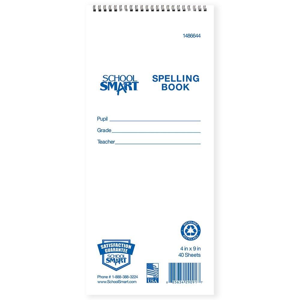 School Smart Spelling Tablet, 4 x 9 Inches, Spiral Bound, 40 Sheets 1486644
